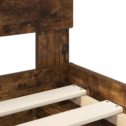 vidaXL Bettrahmen Geräucherte Eiche 90 x 190 cm Massives Kiefernholz