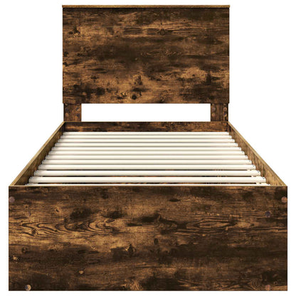 vidaXL Bettrahmen Geräucherte Eiche 90 x 190 cm Massives Kiefernholz