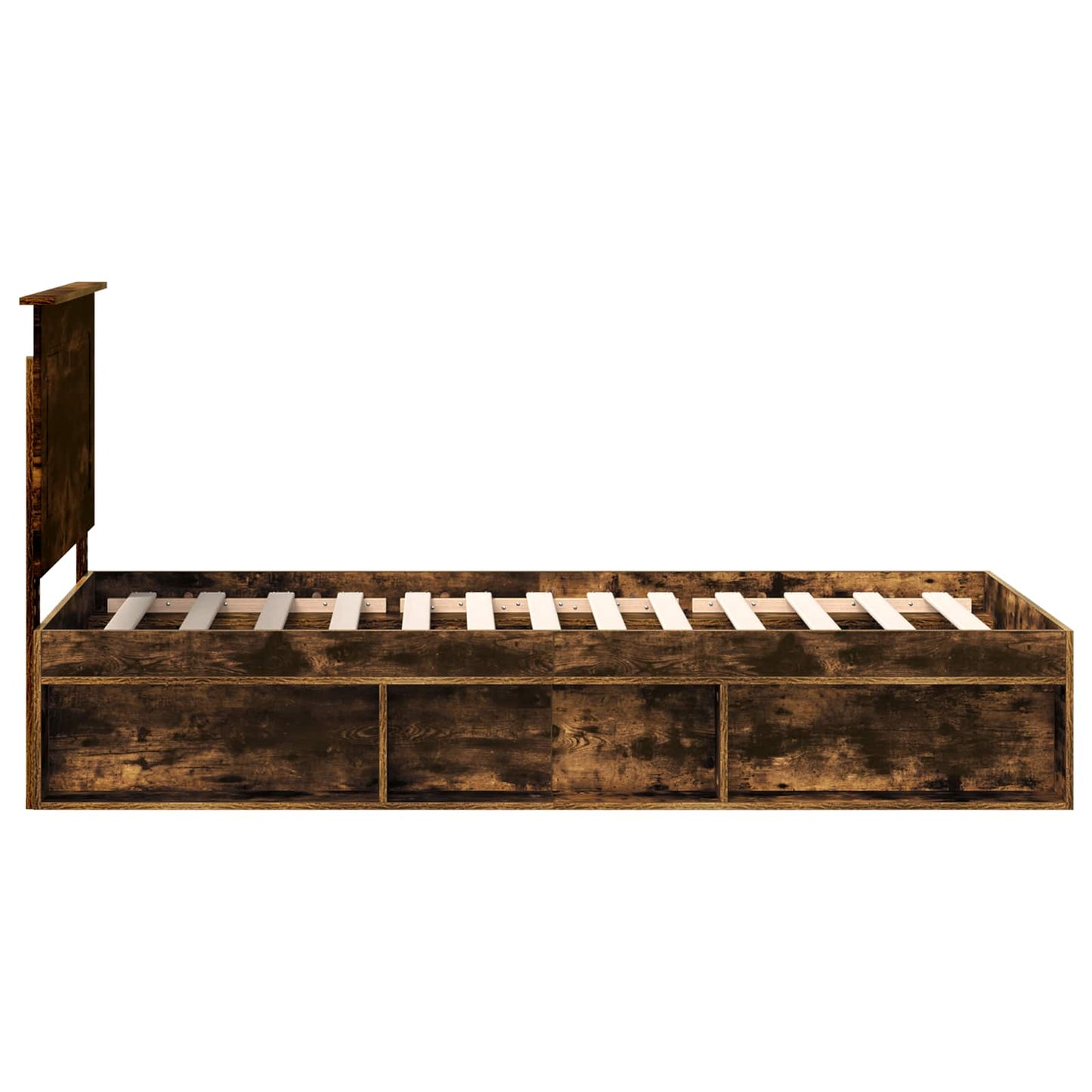 vidaXL Bettrahmen Geräucherte Eiche 90 x 190 cm Massives Kiefernholz