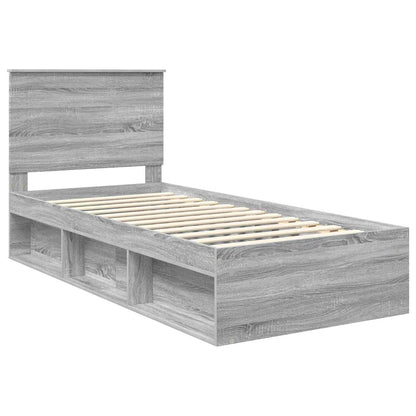 vidaXL Cadre de lit Gris Sonoma 90 x 190 cm Bois de pin massif