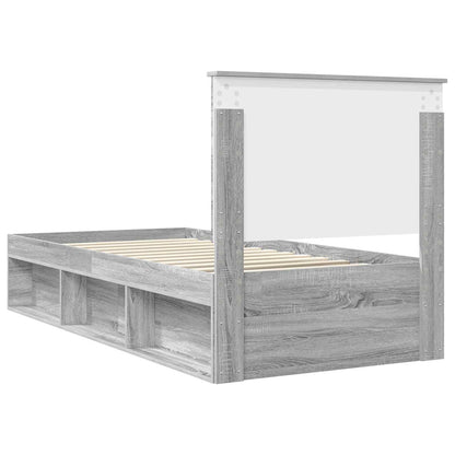 vidaXL Cadre de lit Gris Sonoma 90 x 190 cm Bois de pin massif