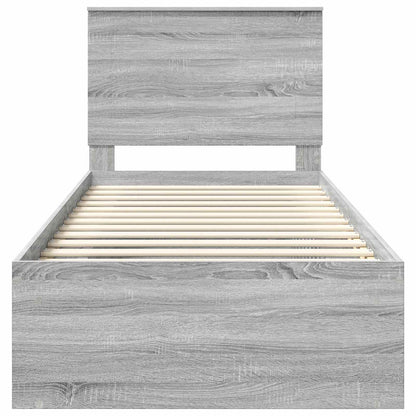 vidaXL Cadre de lit Gris Sonoma 90 x 190 cm Bois de pin massif