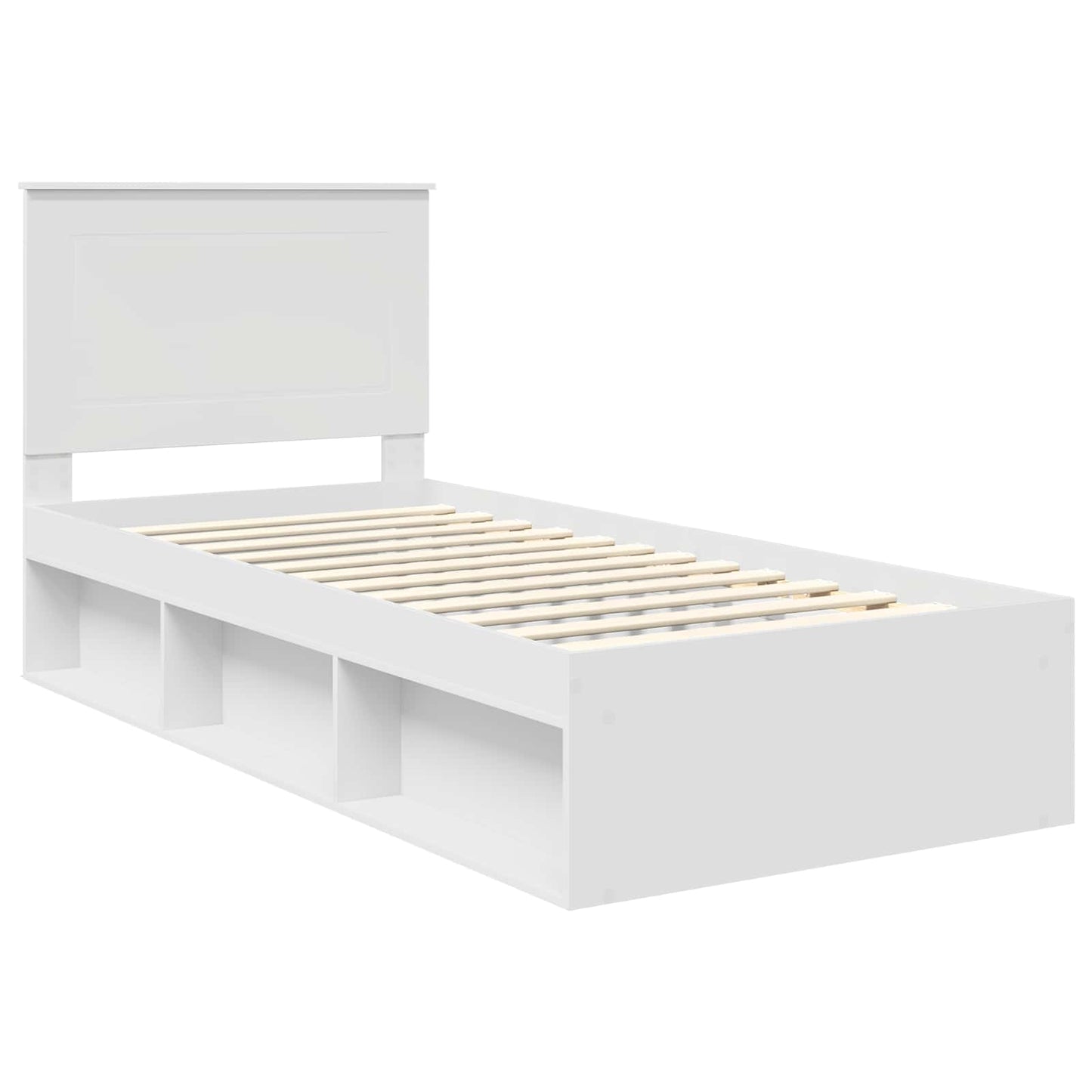 vidaXL Bettrahmen mit Kopfteil Weiß 90 x 200 cm Massives Kiefernholz
