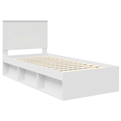 vidaXL Bettrahmen mit Kopfteil Weiß 90 x 200 cm Massives Kiefernholz