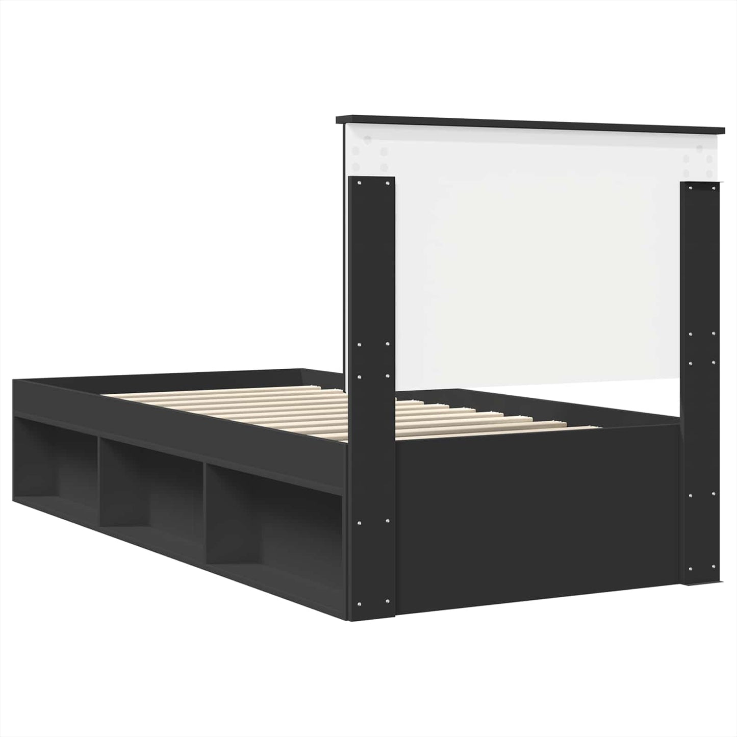 vidaXL Bettrahmen Schwarz 90 x 200 cm Massives Kiefernholz