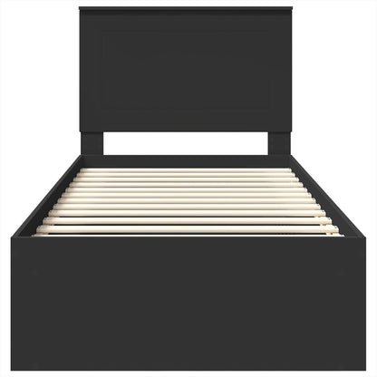 vidaXL Bettrahmen Schwarz 90 x 200 cm Massives Kiefernholz