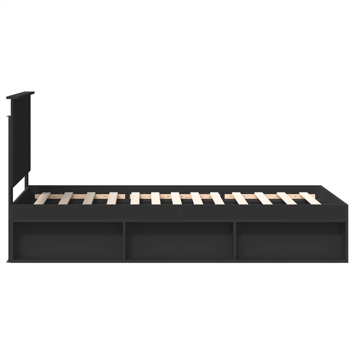 vidaXL Bettrahmen Schwarz 90 x 200 cm Massives Kiefernholz