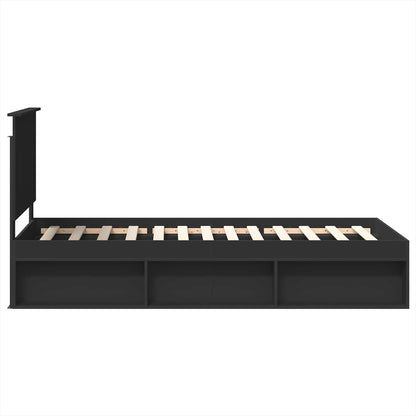 vidaXL Bettrahmen Schwarz 90 x 200 cm Massives Kiefernholz