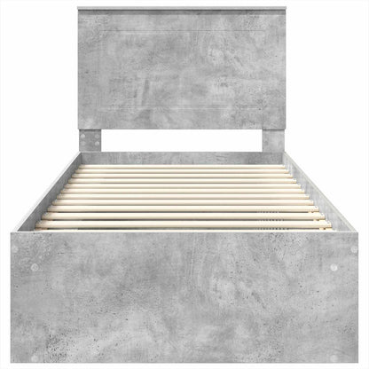 vidaXL Cadre de lit avec tête de lit Béton 90 x 200 cm Bois de pin massif