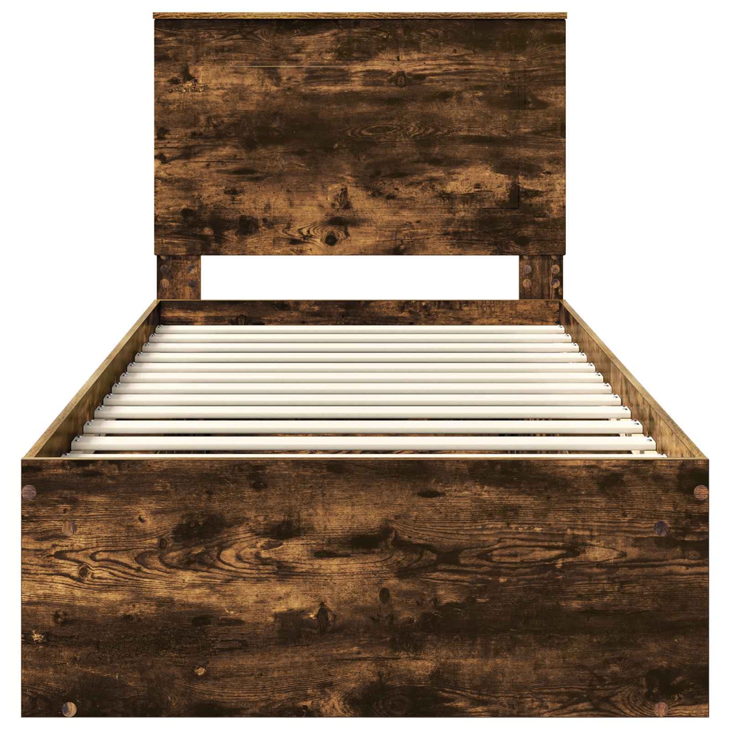 vidaXL Bettrahmen Geräucherte Eiche 90 x 200 cm Massives Kiefernholz