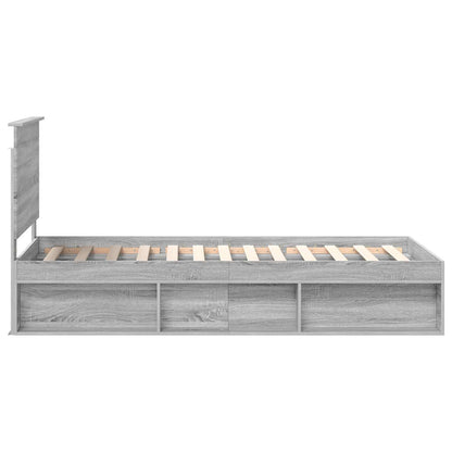 vidaXL Cadre de lit Gris Sonoma 90 x 200 cm Bois de pin massif