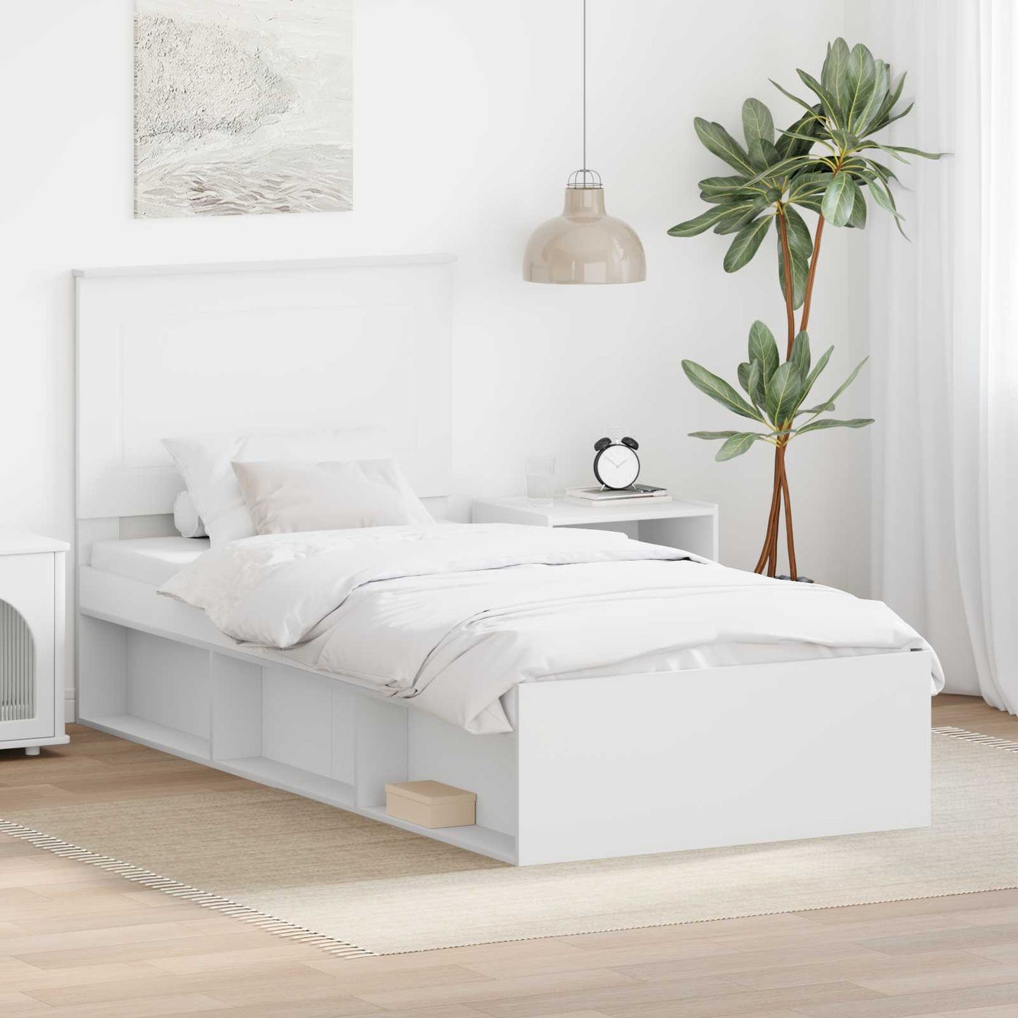 vidaXL Bettrahmen mit Kopfteil Weiß 75 x 190 cm Massives Kiefernholz