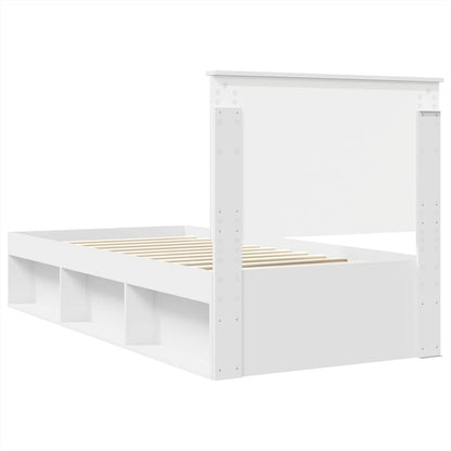 vidaXL Bettrahmen mit Kopfteil Weiß 75 x 190 cm Massives Kiefernholz