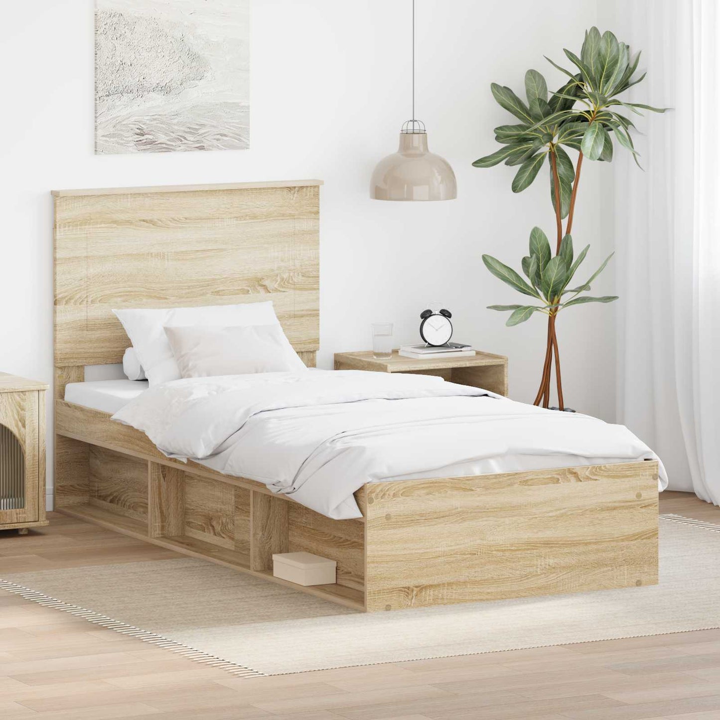 vidaXL Bettrahmen Sonoma-Eiche 75 x 190 cm Massives Kiefernholz