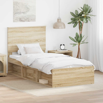 vidaXL Bettrahmen Sonoma-Eiche 75 x 190 cm Massives Kiefernholz