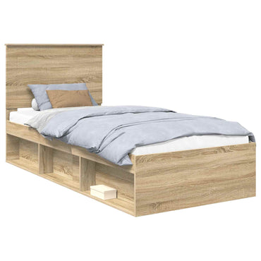 vidaXL Bettrahmen Sonoma-Eiche 75 x 190 cm Massives Kiefernholz