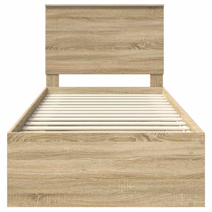 vidaXL Bettrahmen Sonoma-Eiche 75 x 190 cm Massives Kiefernholz