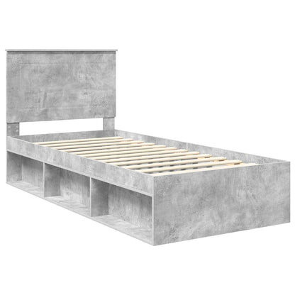 vidaXL Bettrahmen Beton Grau 75 x 190 cm Massives Kiefernholz