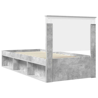 vidaXL Bettrahmen Beton Grau 75 x 190 cm Massives Kiefernholz