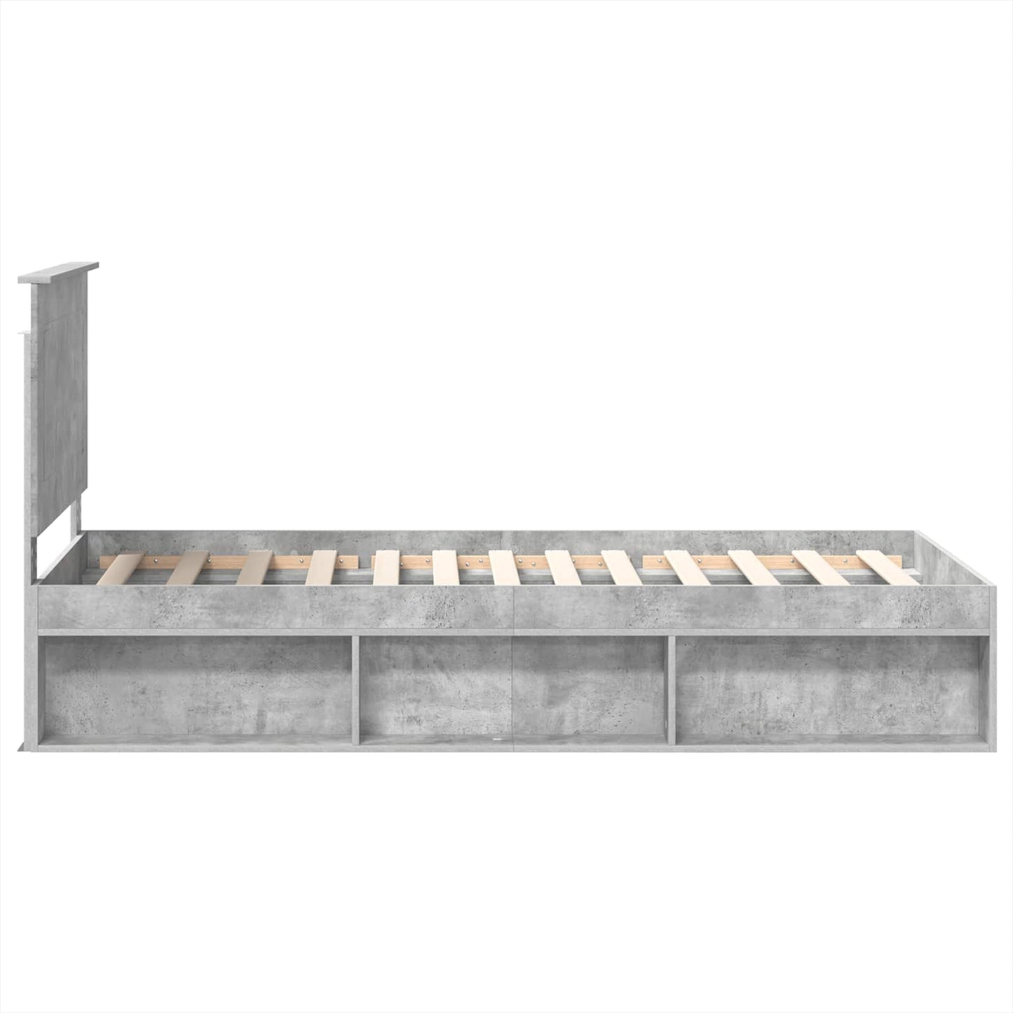 vidaXL Bettrahmen Beton Grau 75 x 190 cm Massives Kiefernholz