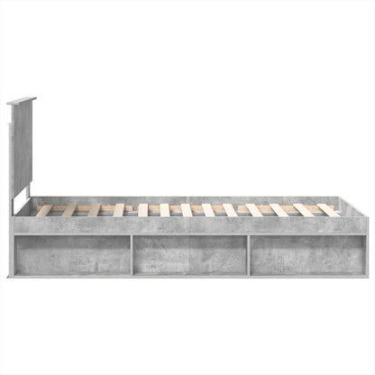 vidaXL Bettrahmen Beton Grau 75 x 190 cm Massives Kiefernholz