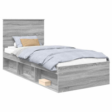 vidaXL Bettrahmen Graues Sonoma 75 x 190 cm Massives Kiefernholz