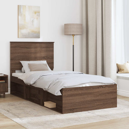 vidaXL Bettrahmen Braun Eichen-Optik 75 x 190 cm Massives Kiefernholz