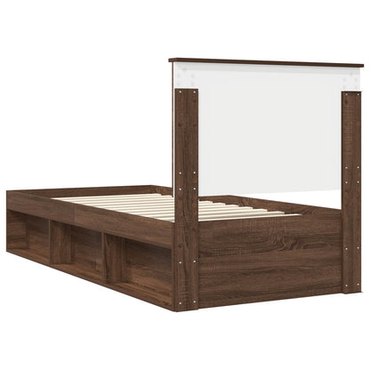vidaXL Bettrahmen Braun Eichen-Optik 75 x 190 cm Massives Kiefernholz