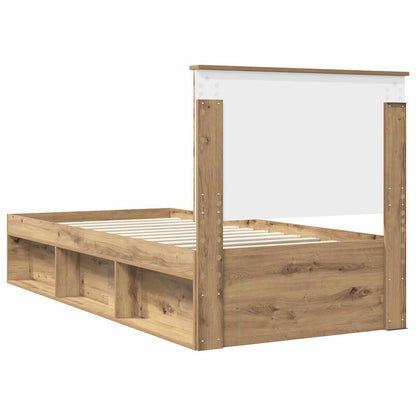vidaXL Cadre de lit Artisanat Chêne 75 x 190 cm Bois de pin massif