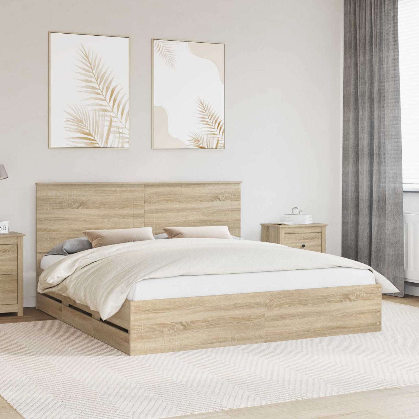 vidaXL Bettrahmen Sonoma-Eiche 200 x 200 cm Ingenieurs Holz