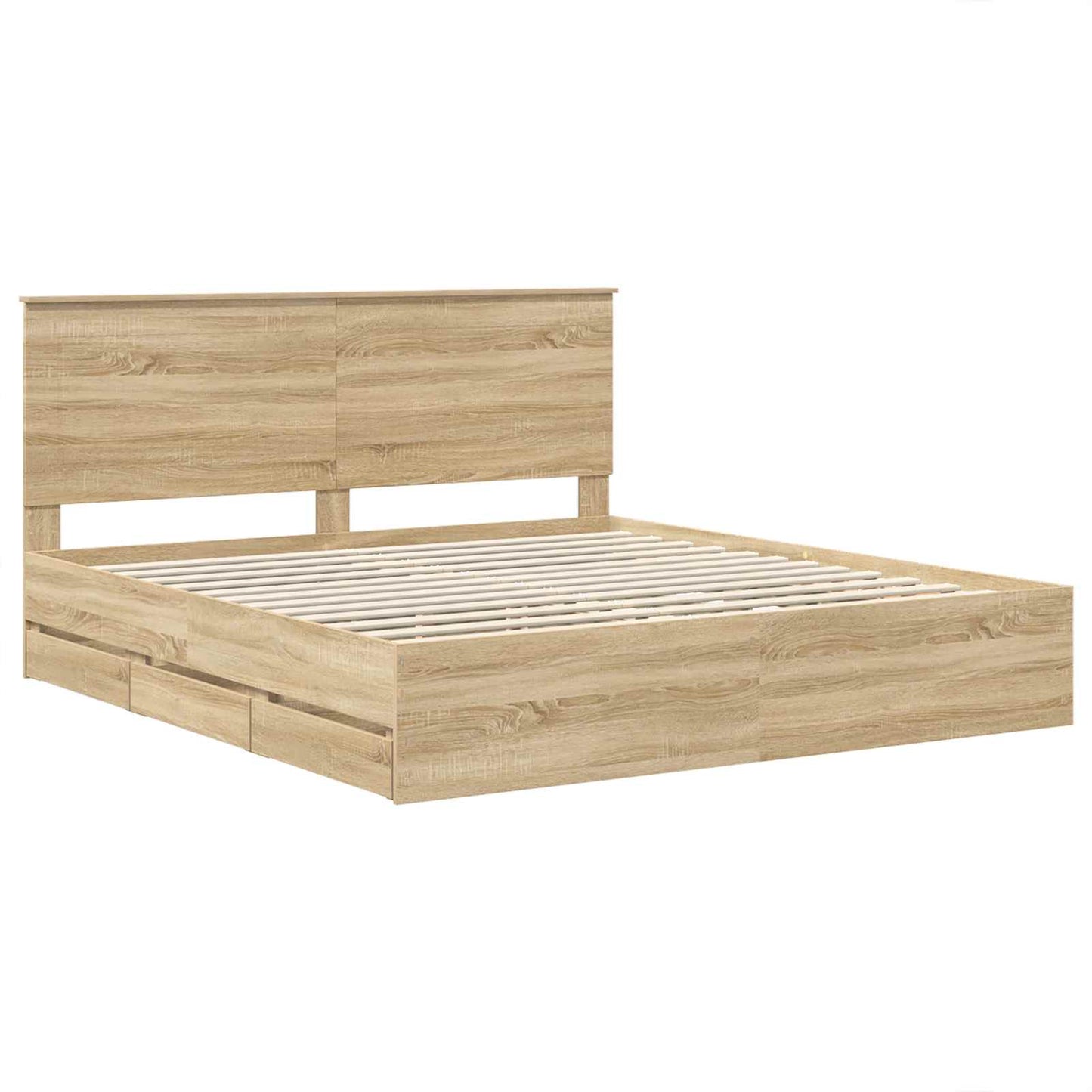 vidaXL Bettrahmen Sonoma-Eiche 200 x 200 cm Ingenieurs Holz