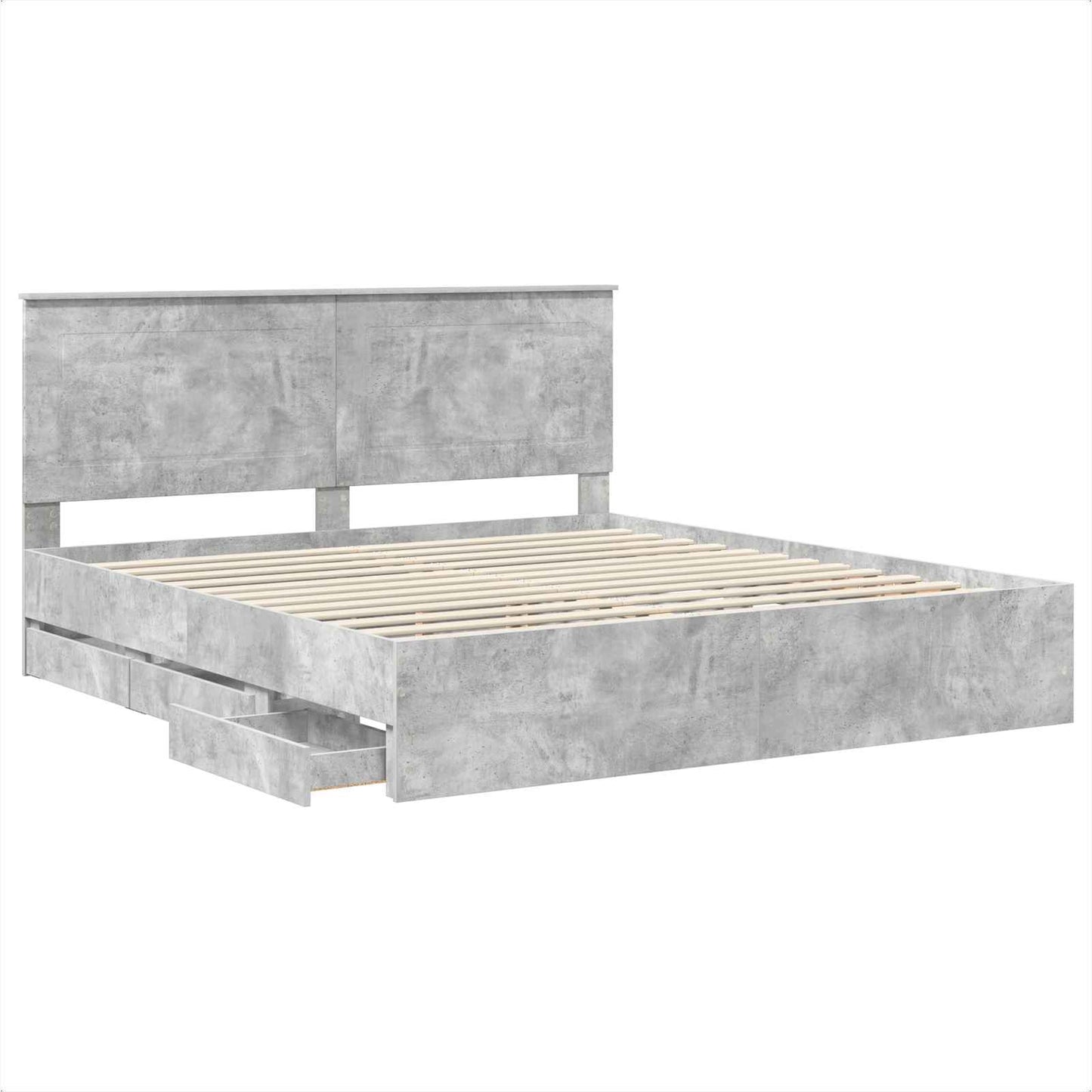 vidaXL Bettrahmen mit Kopfteil Beton Grau 200 x 200 cm Ingenieurs Holz