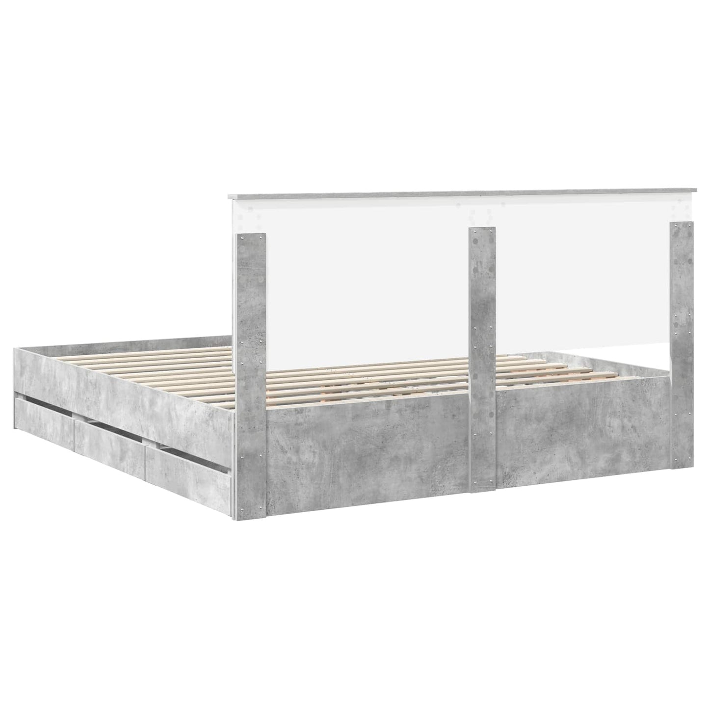 vidaXL Bettrahmen mit Kopfteil Beton Grau 200 x 200 cm Ingenieurs Holz
