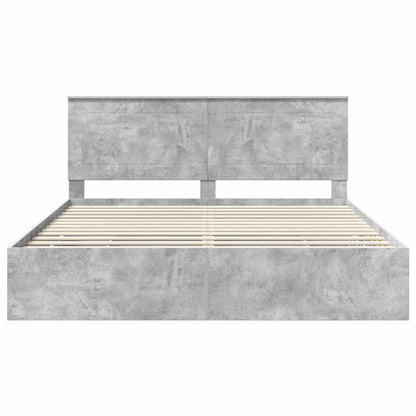 vidaXL Bettrahmen mit Kopfteil Beton Grau 200 x 200 cm Ingenieurs Holz