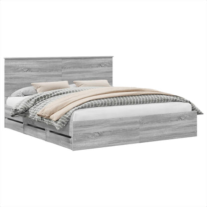 vidaXL Bettrahmen Graues Sonoma 200 x 200 cm Ingenieurs Holz
