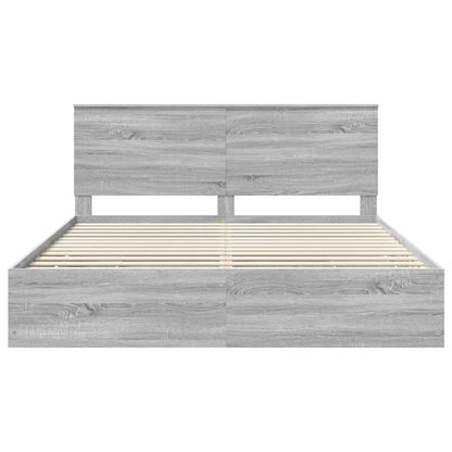 vidaXL Bettrahmen Graues Sonoma 200 x 200 cm Ingenieurs Holz