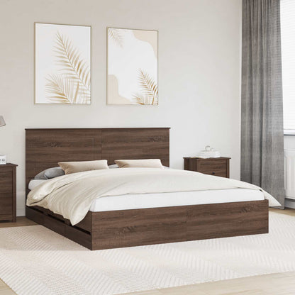 vidaXL Bettrahmen Braun Eichen-Optik 200 x 200 cm Ingenieurs Holz