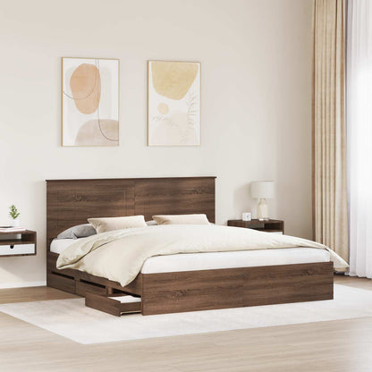 vidaXL Bettrahmen Braun Eichen-Optik 200 x 200 cm Ingenieurs Holz