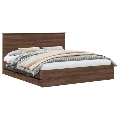 vidaXL Bettrahmen Braun Eichen-Optik 200 x 200 cm Ingenieurs Holz