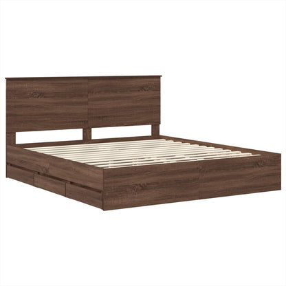 vidaXL Bettrahmen Braun Eichen-Optik 200 x 200 cm Ingenieurs Holz