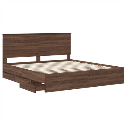 vidaXL Bettrahmen Braun Eichen-Optik 200 x 200 cm Ingenieurs Holz