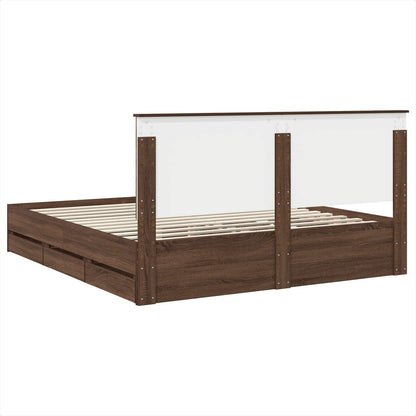 vidaXL Bettrahmen Braun Eichen-Optik 200 x 200 cm Ingenieurs Holz