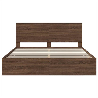 vidaXL Bettrahmen Braun Eichen-Optik 200 x 200 cm Ingenieurs Holz