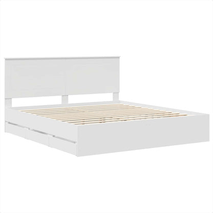 vidaXL Bettrahmen mit Schubladen Weiß 180 x 200 cm Ingenieurs Holz