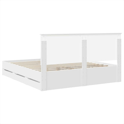 vidaXL Bettrahmen mit Schubladen Weiß 180 x 200 cm Ingenieurs Holz