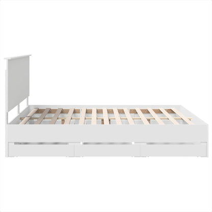 vidaXL Bettrahmen mit Schubladen Weiß 180 x 200 cm Ingenieurs Holz