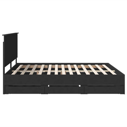 vidaXL Bettrahmen mit Schubladen Schwarz 180 x 200 cm Ingenieurs Holz