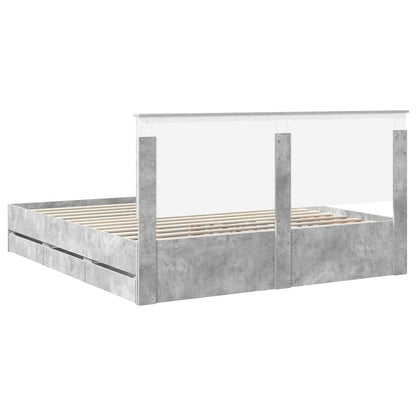 vidaXL Bettrahmen mit Kopfteil Beton Grau 180 x 200 cm Ingenieurs Holz