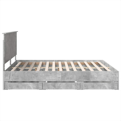 vidaXL Bettrahmen mit Kopfteil Beton Grau 180 x 200 cm Ingenieurs Holz