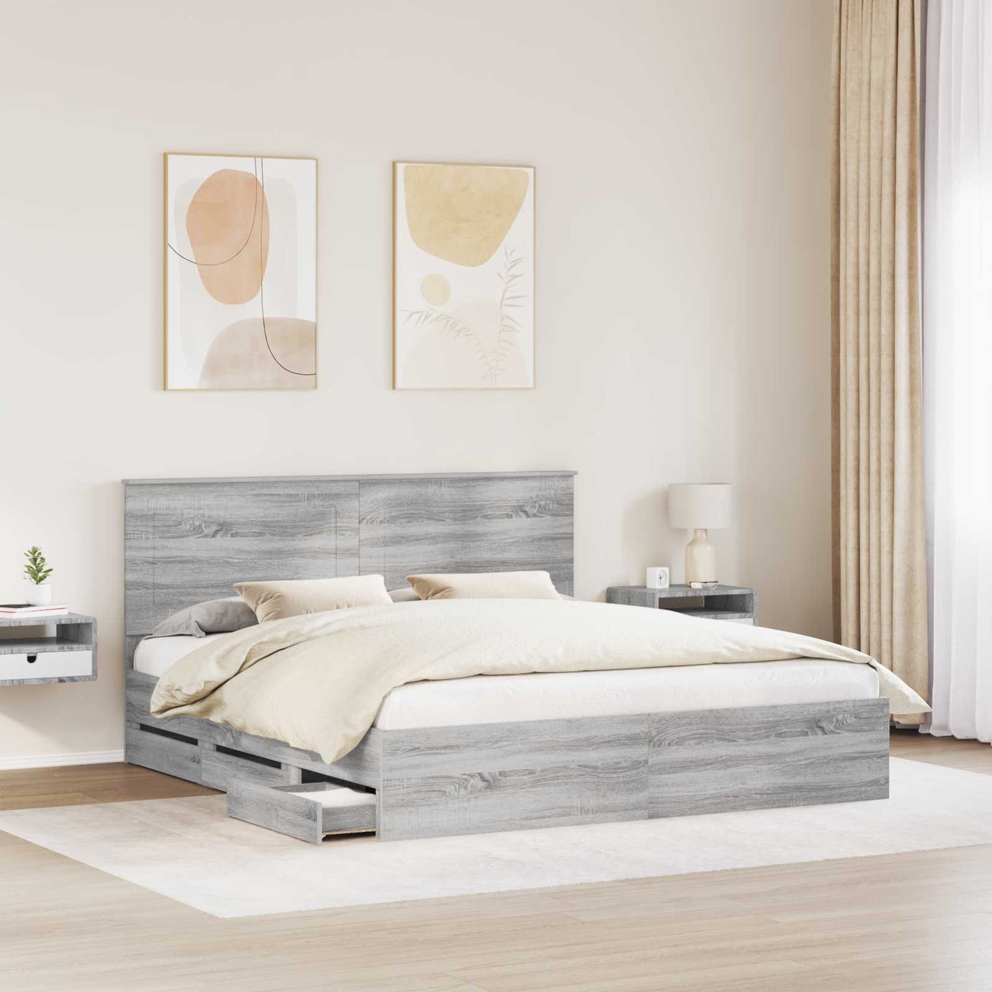vidaXL Bettrahmen Graues Sonoma 180 x 200 cm Ingenieurs Holz